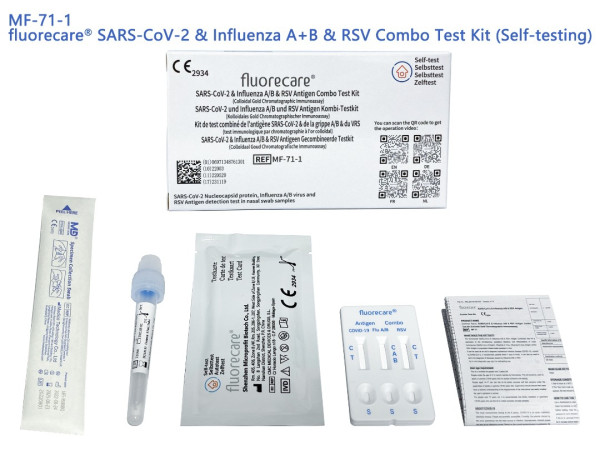 fluorecare SARS-CoV-2 & Influenza A+B & RSV Combo Test Kit Eigenanwendung